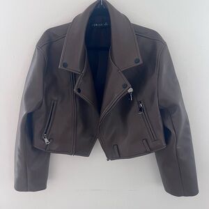 Brown faux Leather Jacket